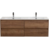 База под раковину подвесная BELBAGNO KRAFT-1400-4C-SO-2-RT с четырьмя выкатными ящиками для раковины с двумя чашами, Rovere Tabacco, 1400x460x500