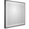 Зеркало BELBAGNO KRAFT SPC-KRAFT-900-800-LED-TCH-WARM-NERO в алюминиевой раме со встроенным светильником, 900x32x800 мм